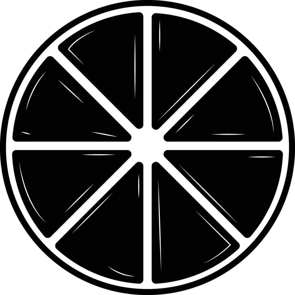 Minimalist Citrus Slice Icon in Black and White vector