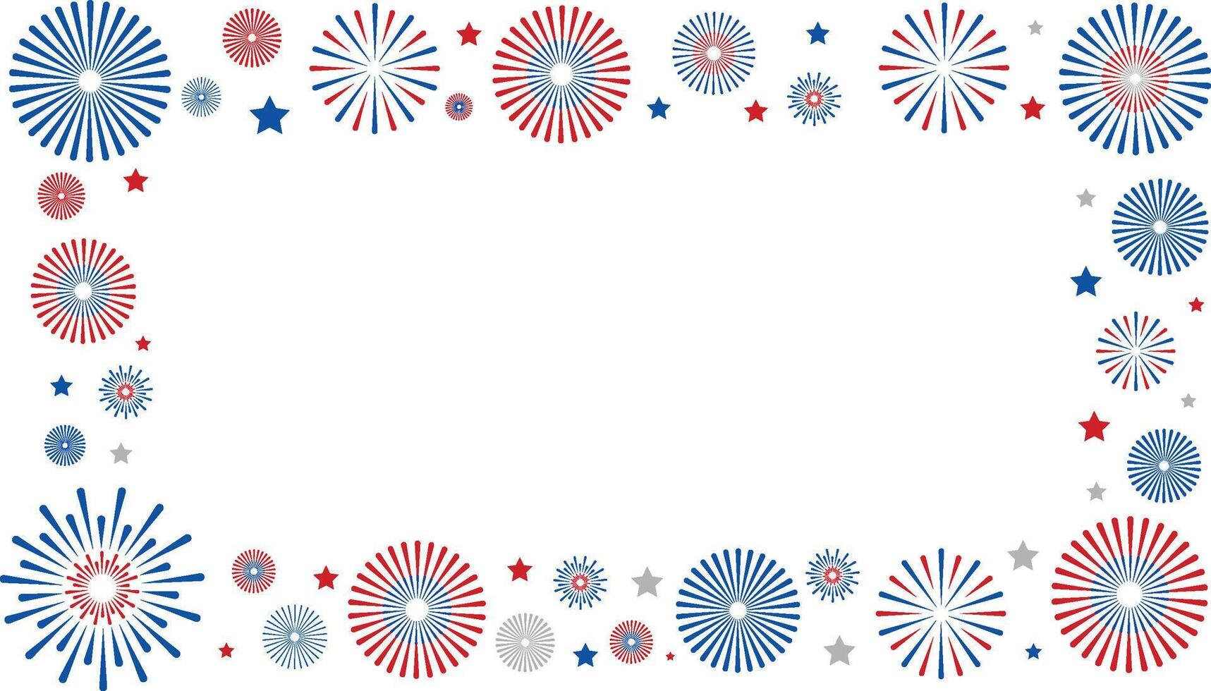 USA Patriotic Fireworks Border in Red White Blue vector