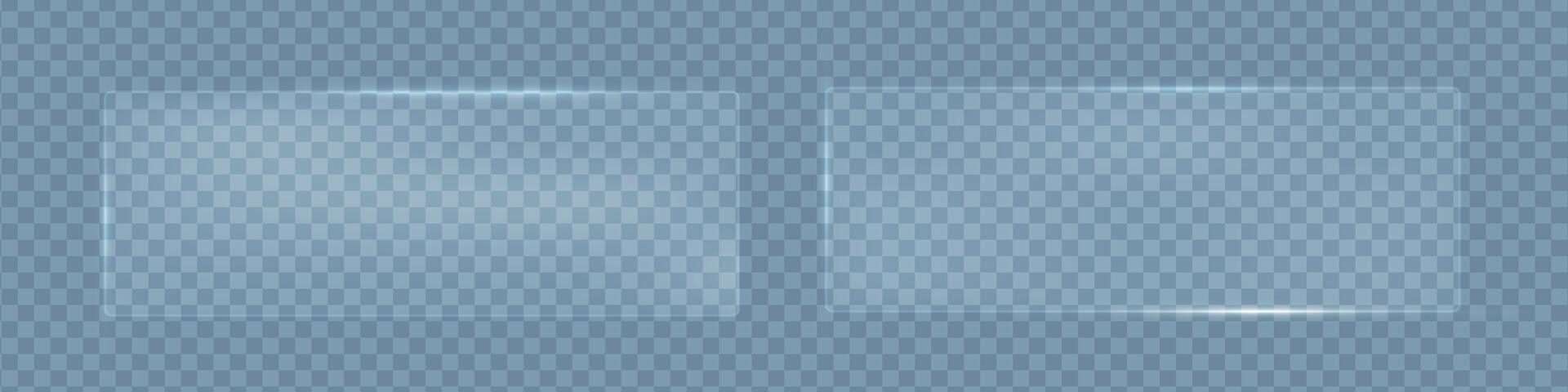Glass rectangles with glare polycarbonate texture, Blurred geometric frames of glass texture, illustration vector