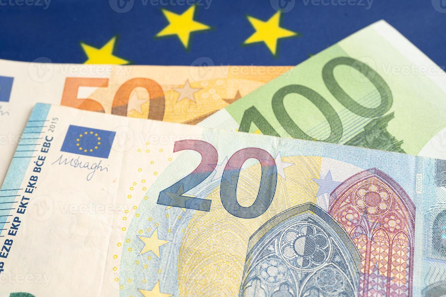 Euro banknote coin, Europe money, economy finance exchange trade investment. photo