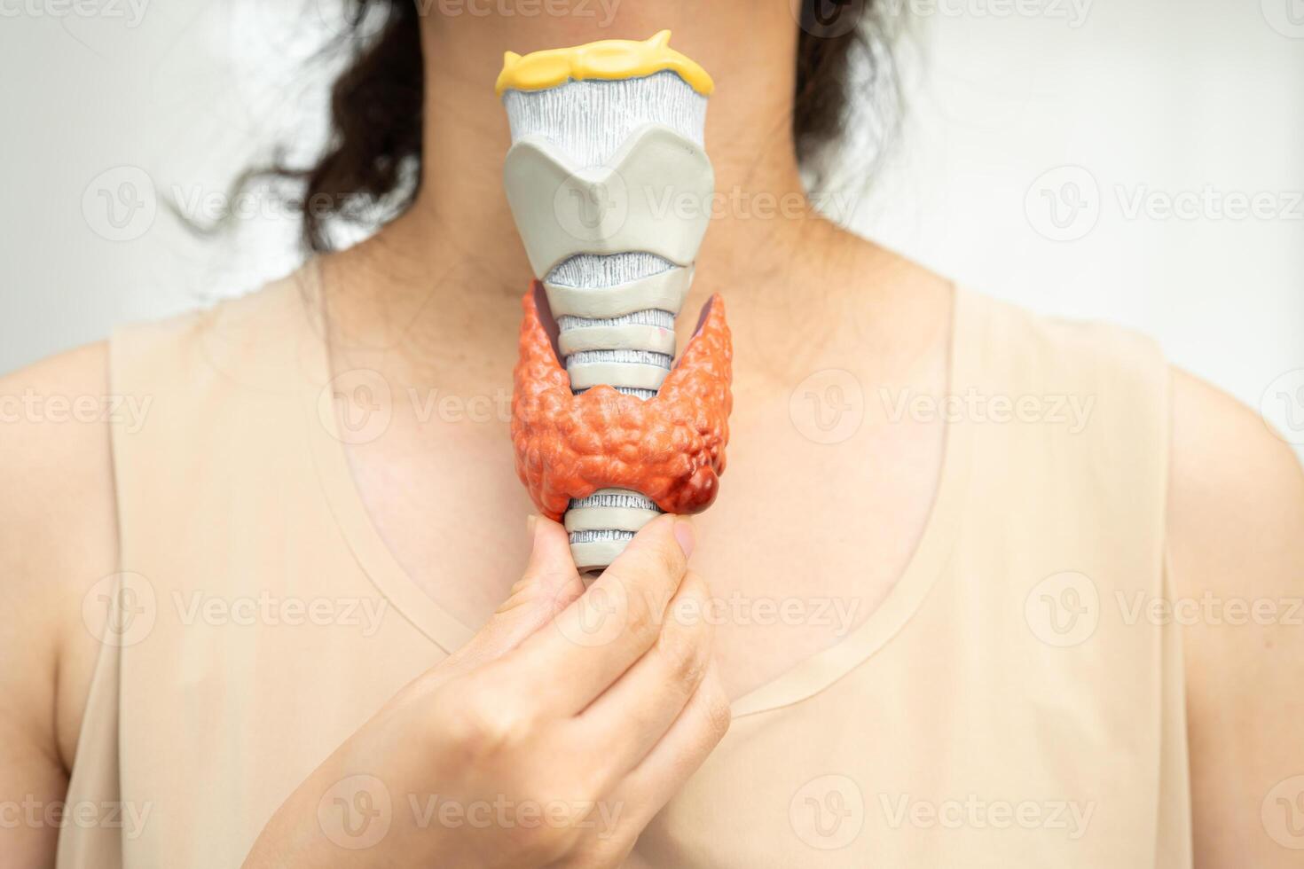 Hyperthyroidism Overactive Thyroid, Thyroid Lymphoma, Asian woman with thyroid gland human photo