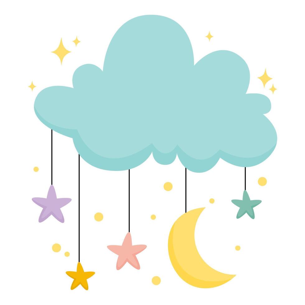 moon with star hanging in cloud vector
