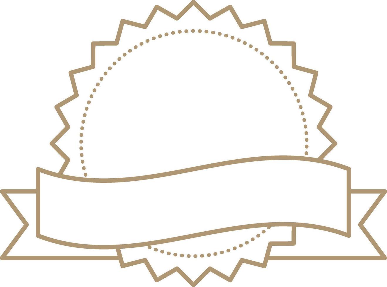Customizable award badge with scalloped edges and ribbon banner, signaling achievement, quality product or verification, branding in versatile design vector