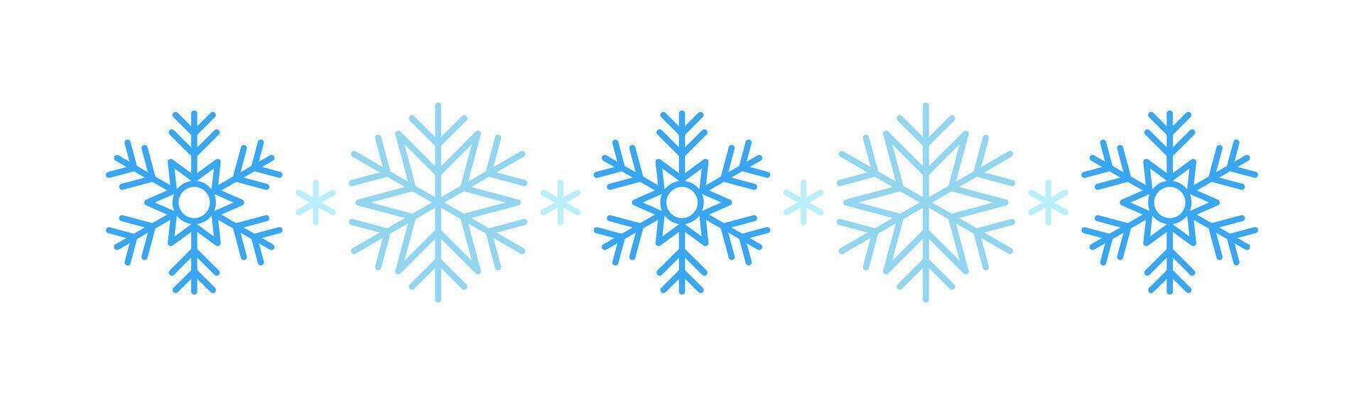 Winter snow icon white with blue snowflakes on a divider background. Festive Christmas banner, New Year card. Symbol of frosty whether and happy holidays. illustration vector