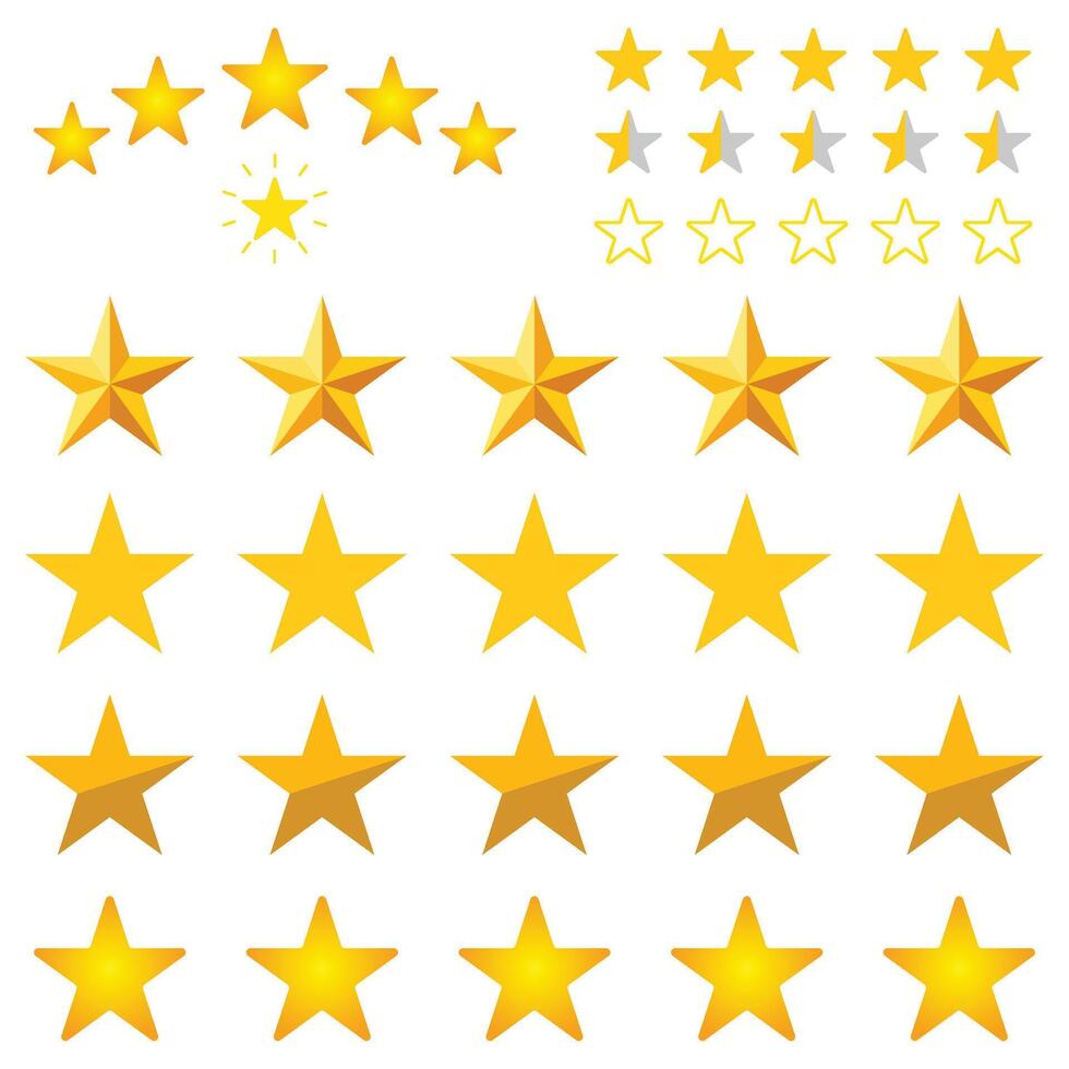 Collection of Golden Star Icons for Ratings, Reviews and Awards vector