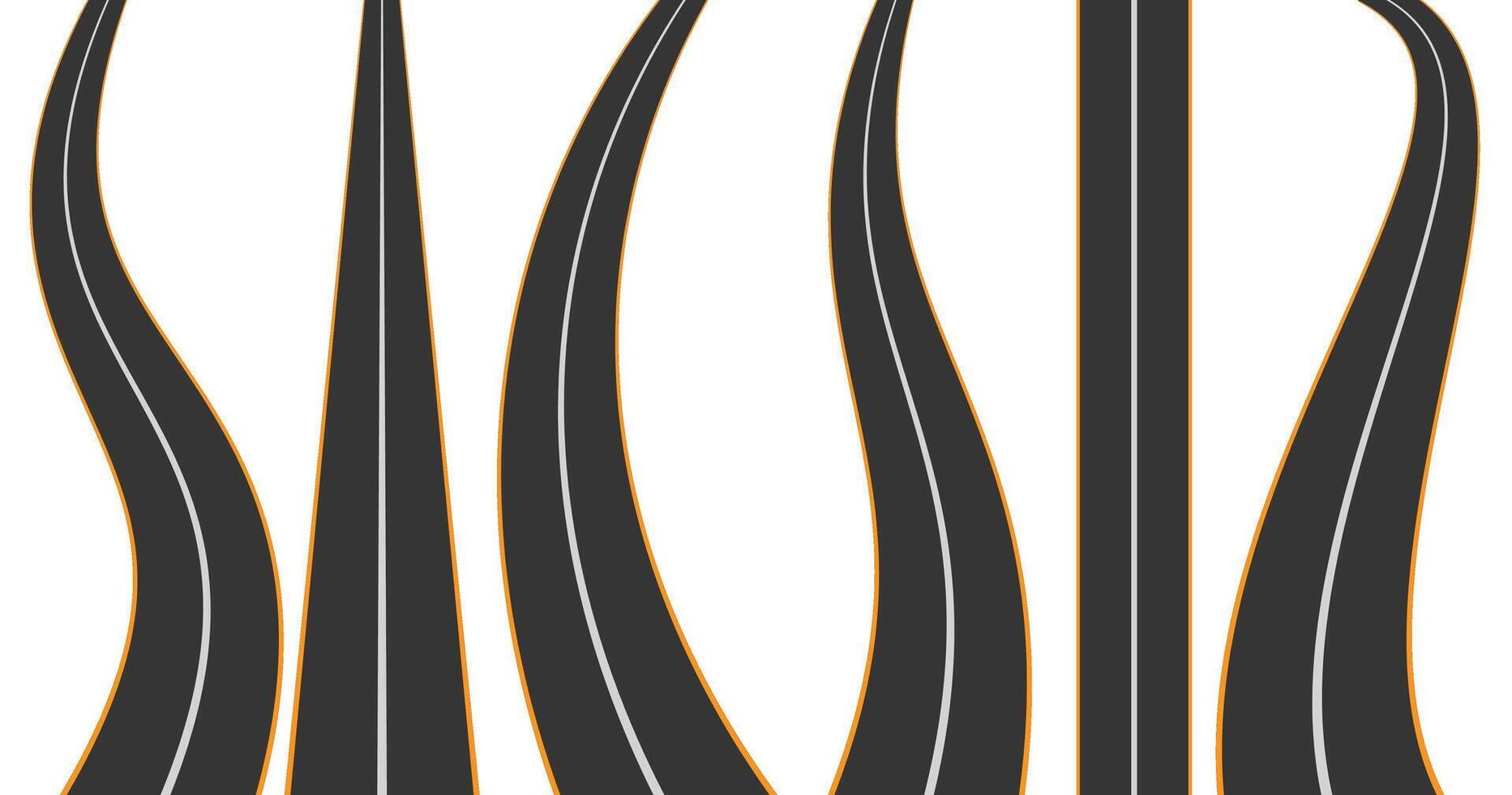 Set of curved and straight roads vector