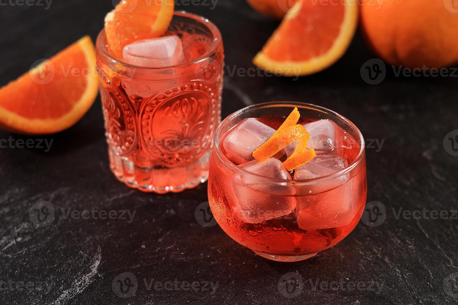 Mezcal Negroni Cocktail on Small Glass photo