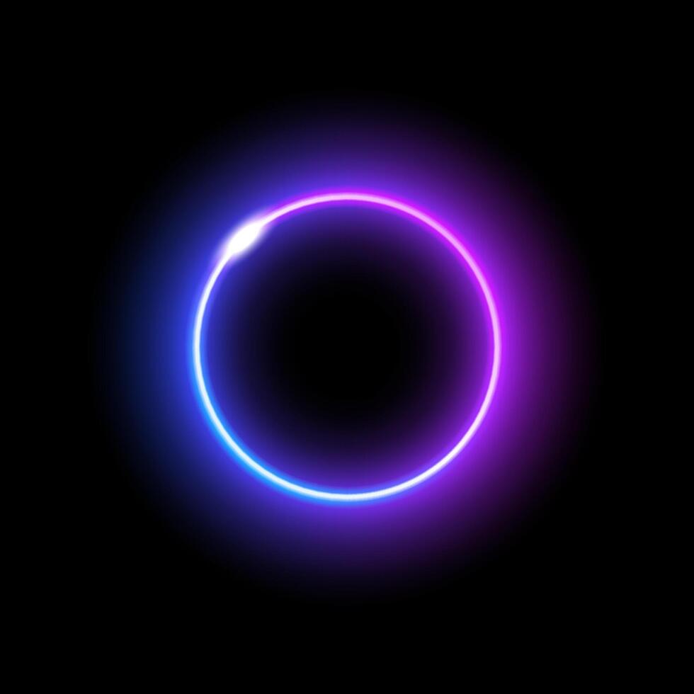 Neon circle with glowing gradient for futuristic energy or technology visual effect vector