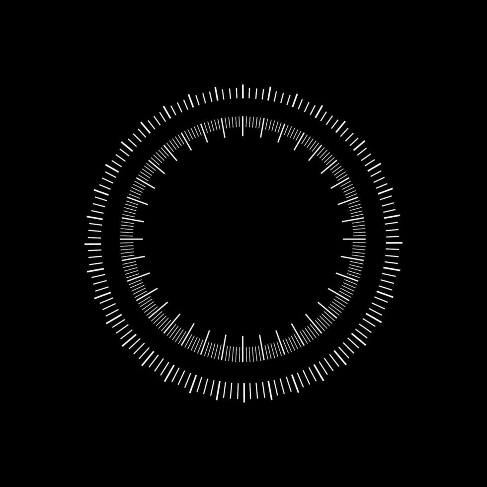 Circular measurement scale with precise radial tick marks for calibration and scientific use vector