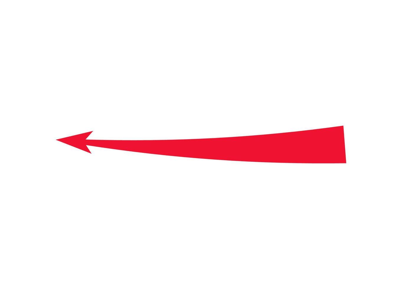 Bold red war style curve arrow signaling dynamic attack strategy motion vector