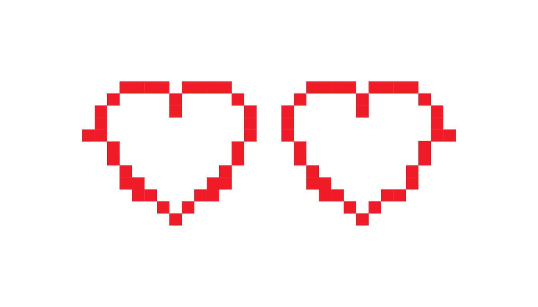 Mosaic pixel hearts in retro 8 bit style for nostalgic and playful icon design vector