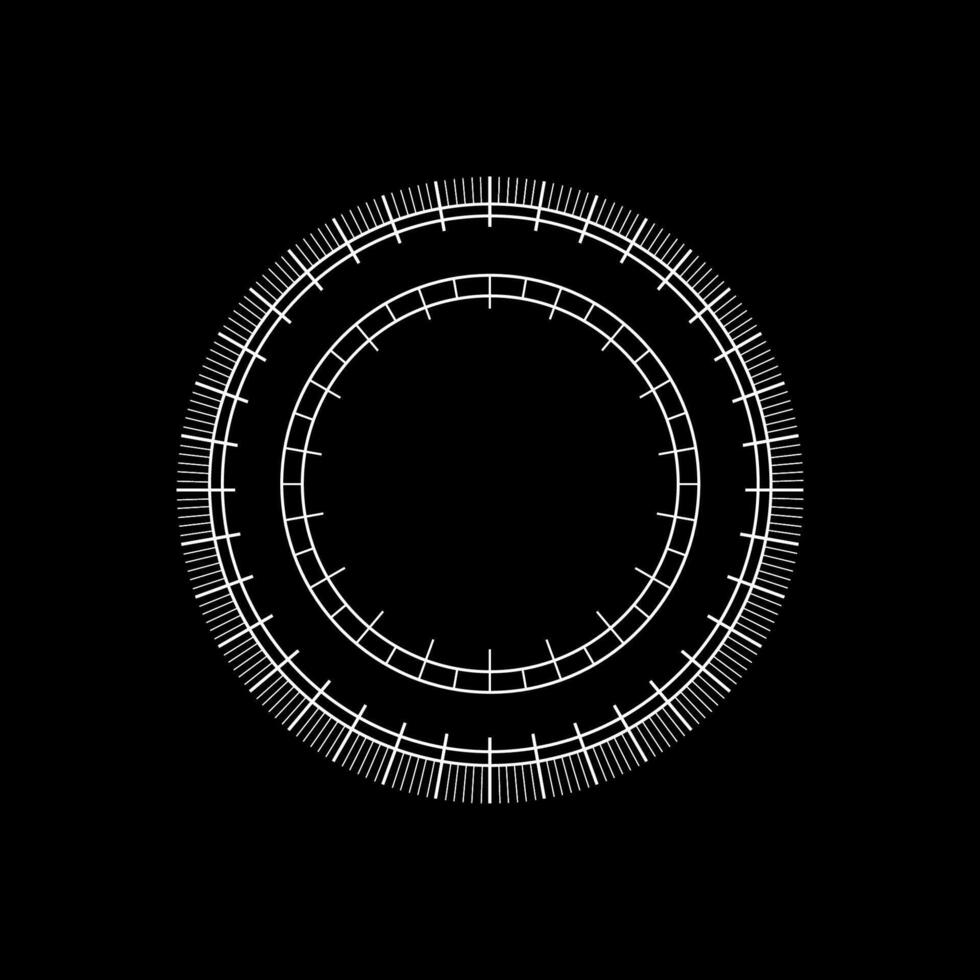 Circular scale with radial tick marks for precision measurement and calibration vector