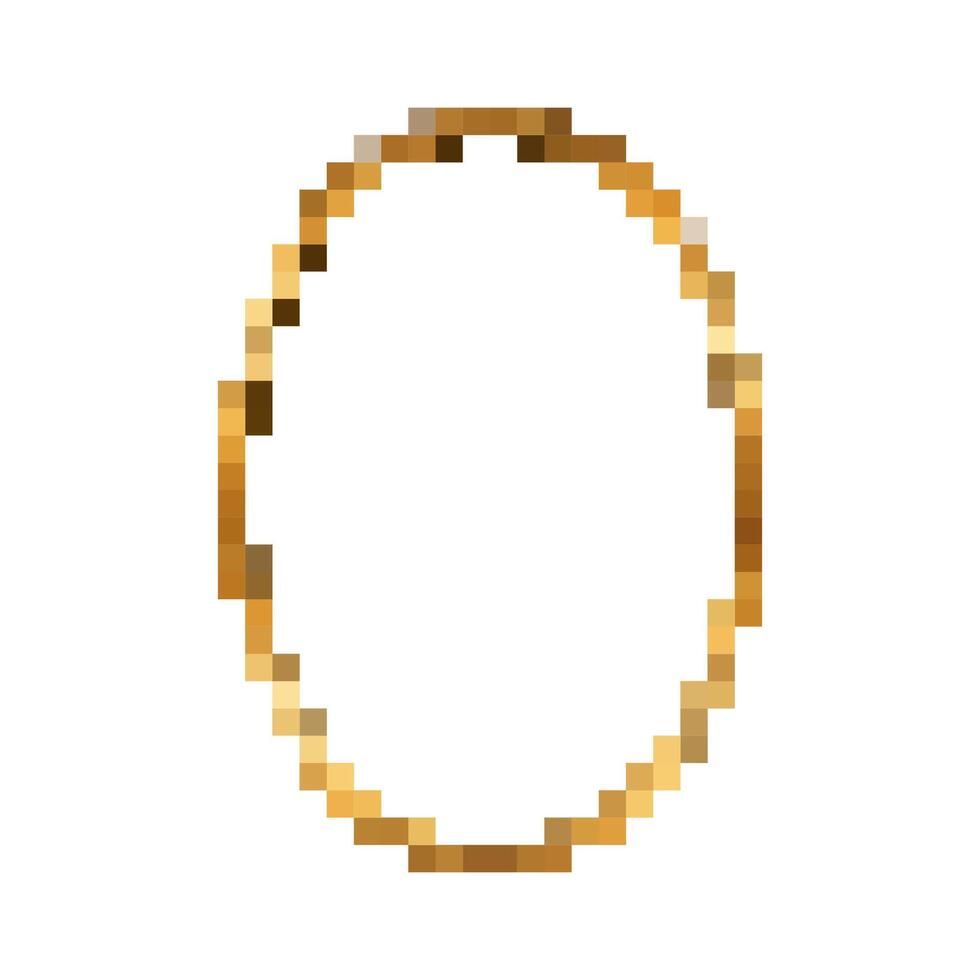 Mosaic pixel oval frame with gold tones for retro and nostalgic design projects vector