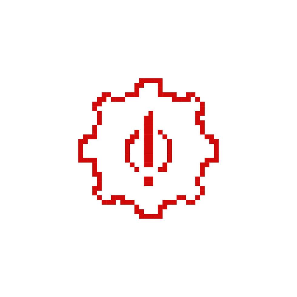 Mosaic pixel icon of red alert exclamation in retro art style vector