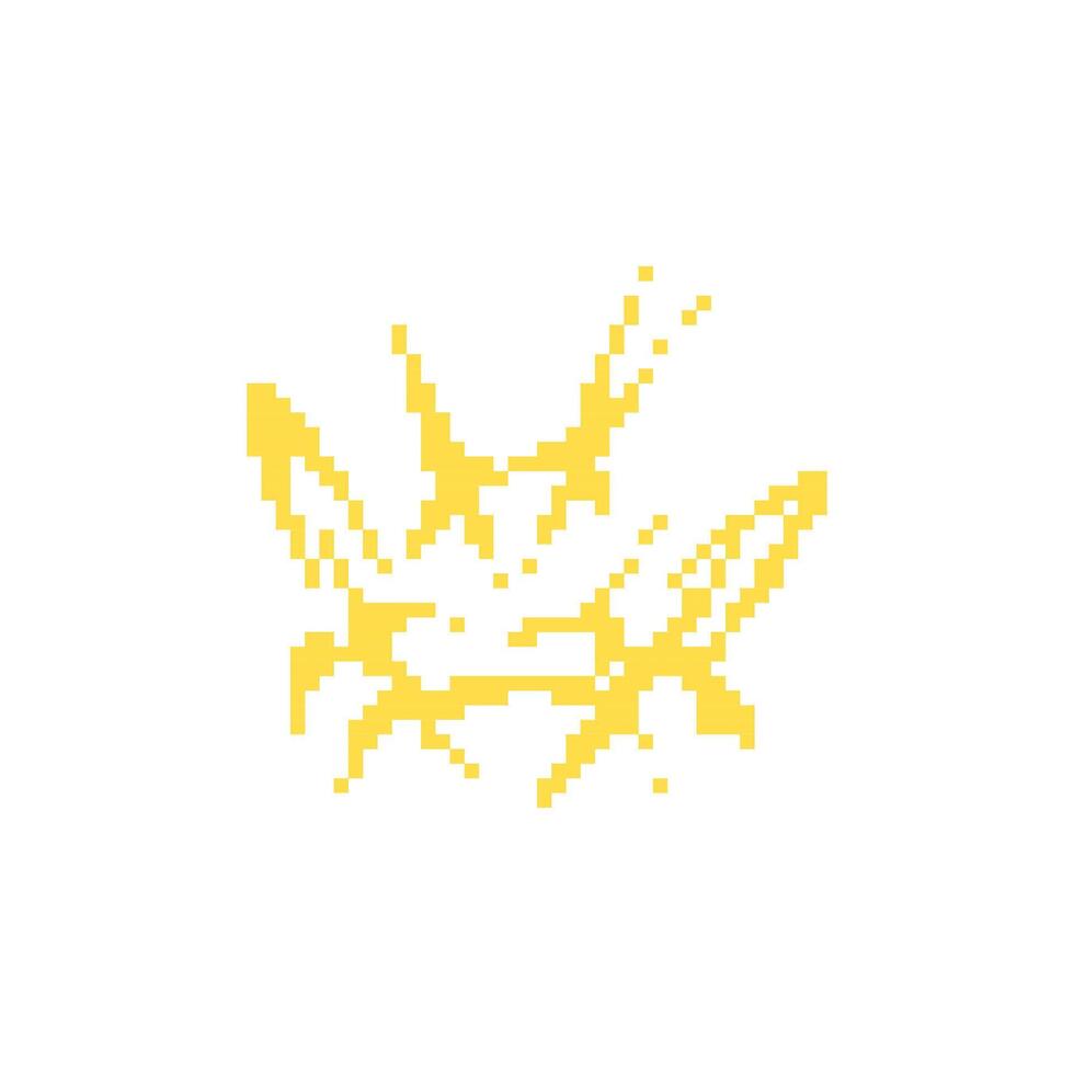 Mosaic pixel art yellow boom icon representing explosion in a creative retro style vector