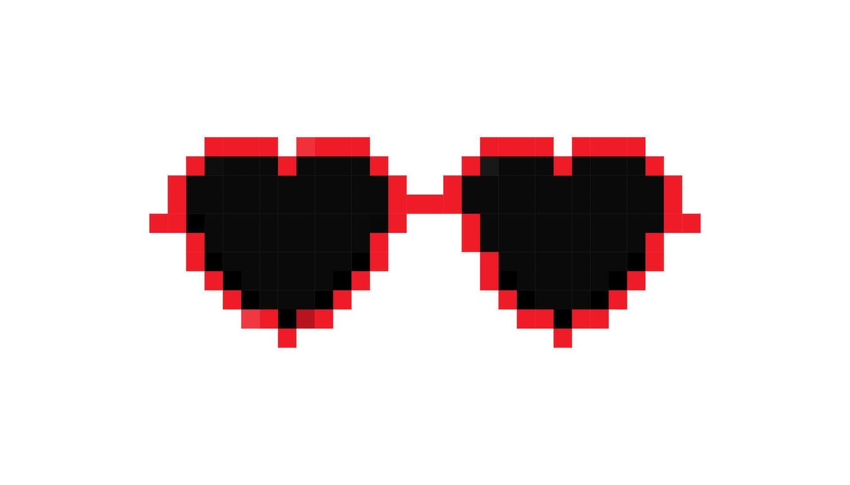 Mosaic pixel heart shaped sunglasses in retro 8 bit style for fun and nostalgic design vector