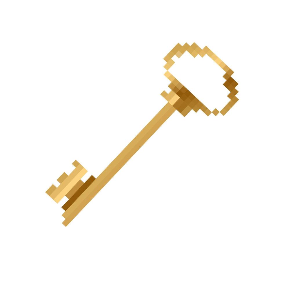 Mosaic pixel key icon with retro 8 bit style for nostalgic and decorative designs vector