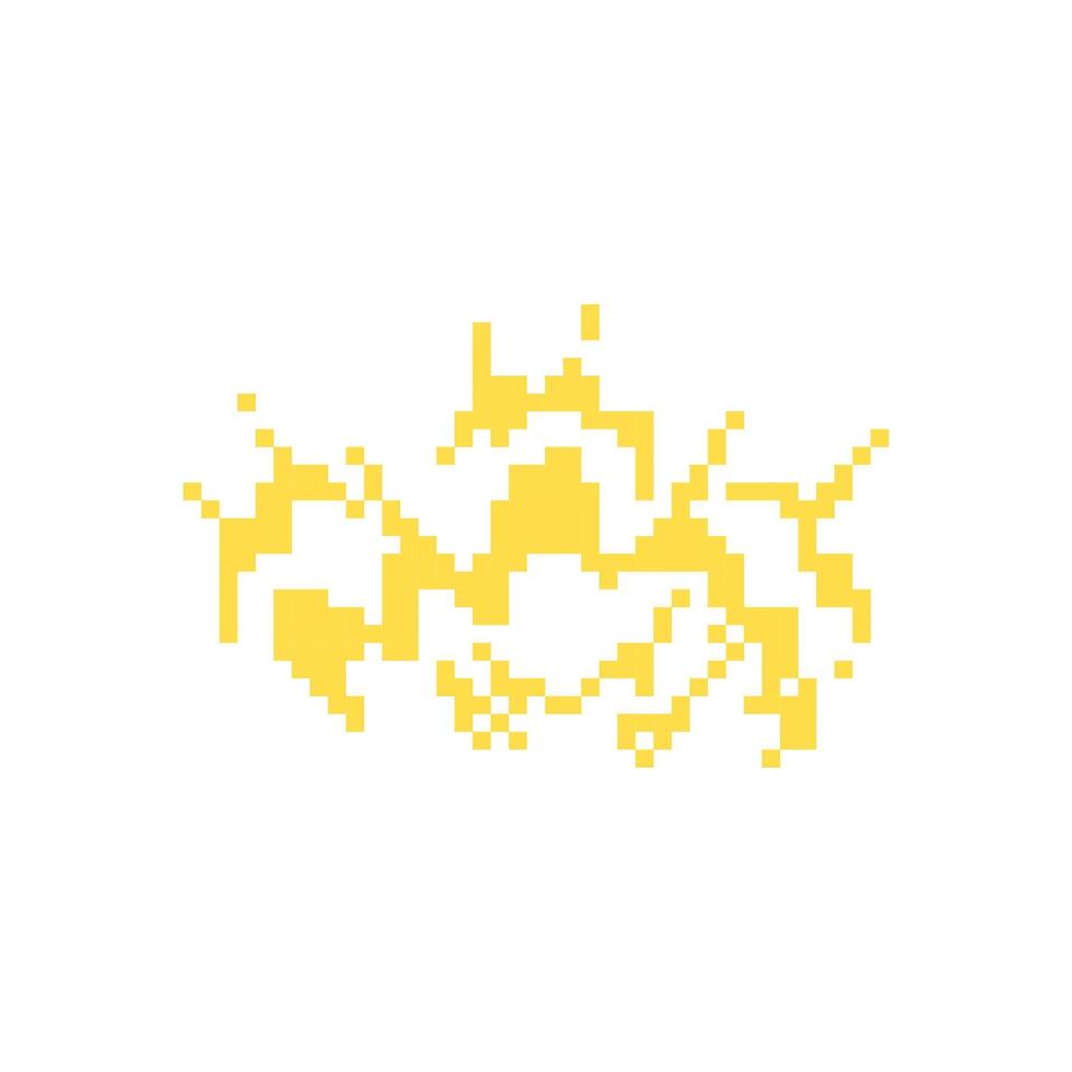 Mosaic pixel art icon of yellow fire in retro style with playful and expressive design vector
