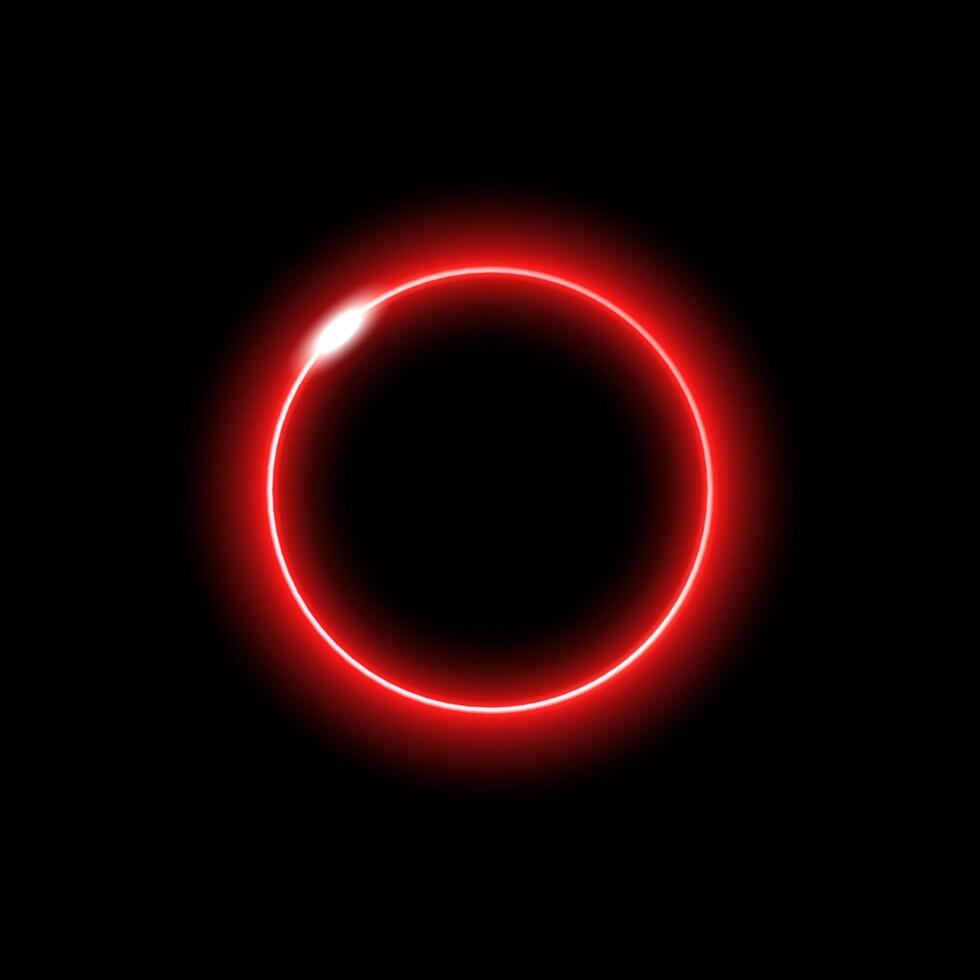 Neon red circle with glowing effect representing energy and futuristic technology vector