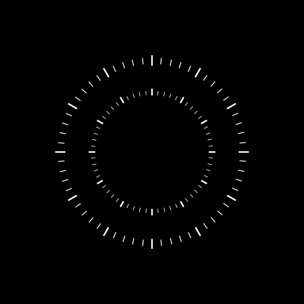 Circular dial with radial tick marks and concentric rings for precise measurement needs vector