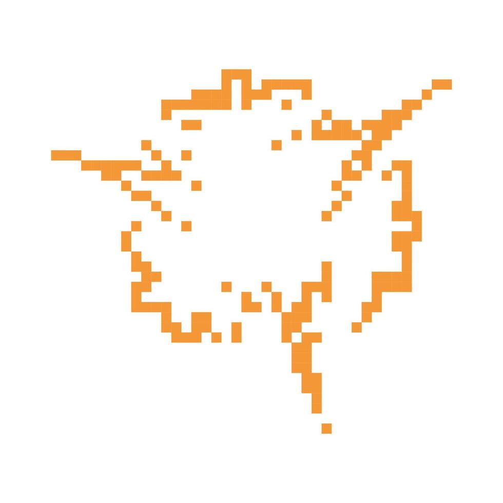 Mosaic style orange pixel art explosion icon with retro design and vibrant 8 bit visual aesthetic vector