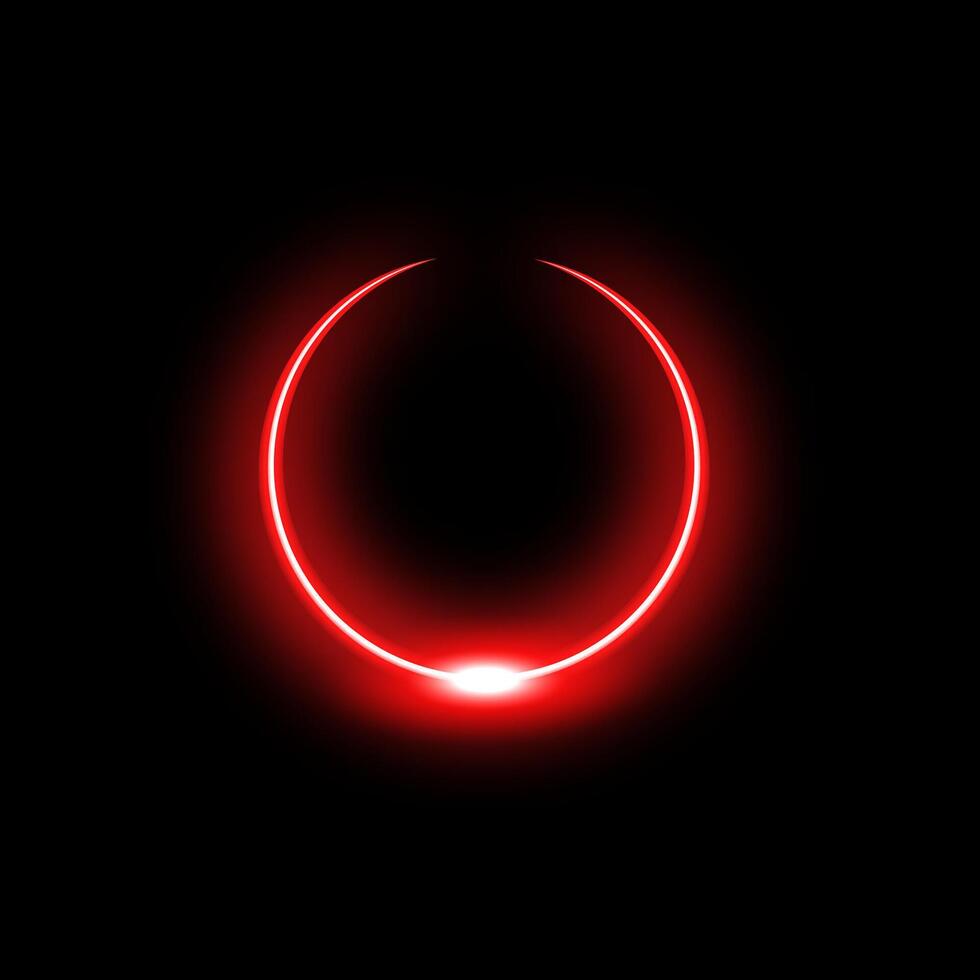 Neon red circle with energetic glow and vibrant arc for futuristic tech interfaces vector