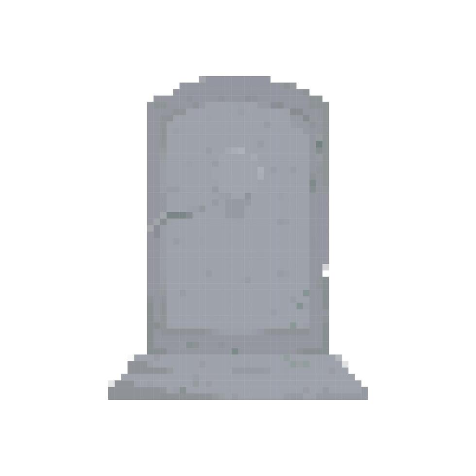 Mosaic pixel art tombstone icon in grey tones with simple and minimalist design vector