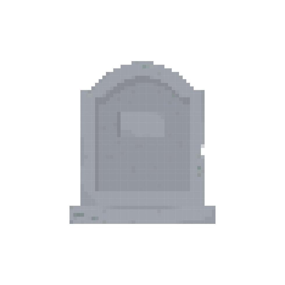 Mosaic pixel art icon of tombstone with subtle detail and retro style features vector