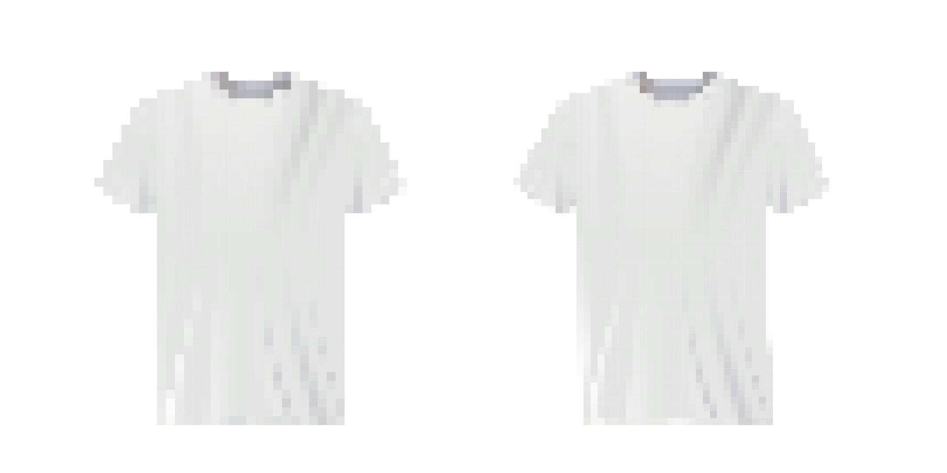Mosaic style pixel art icon of two white shirts in retro 8 bit fashion vector