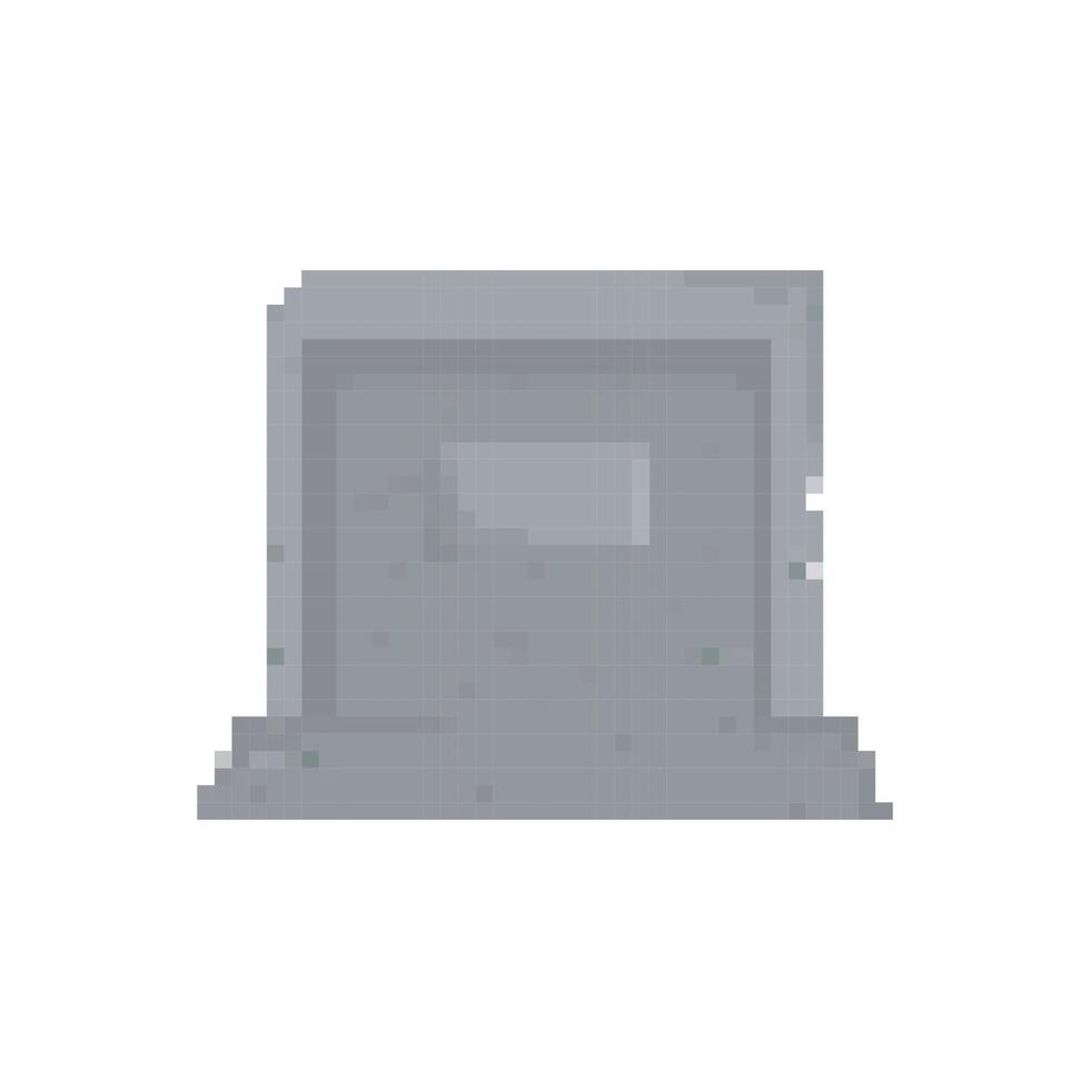 Mosaic pixel art gray grave with retro design and simplistic 8 bit features for icon use vector