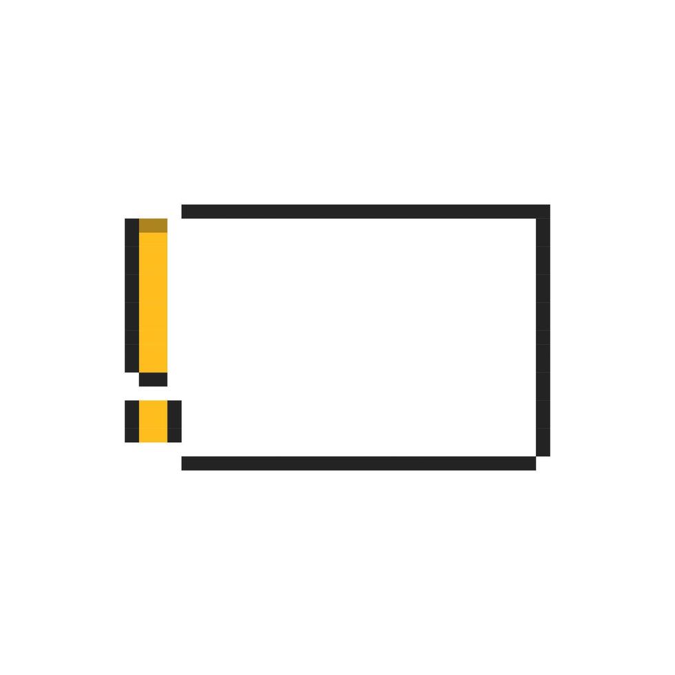 Pixel art exclamation mark icon inside outlined box in 8 bit style vector