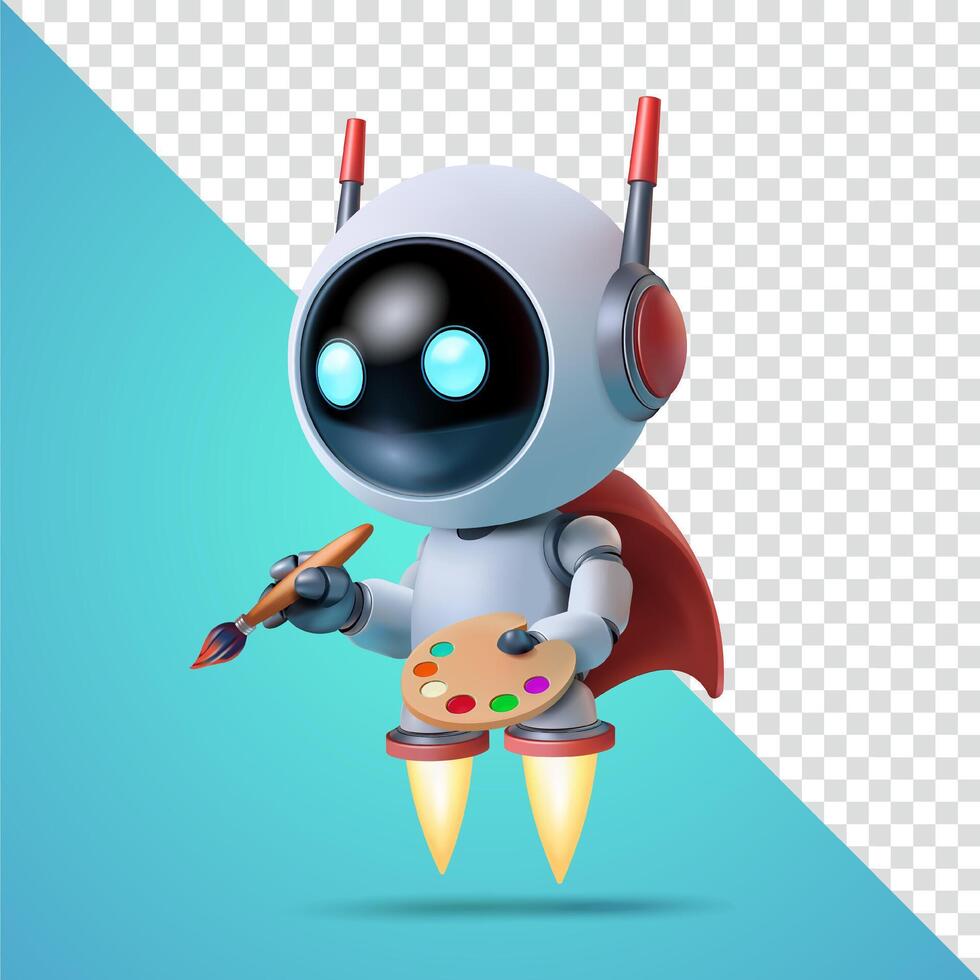robot artist with paint palette vector