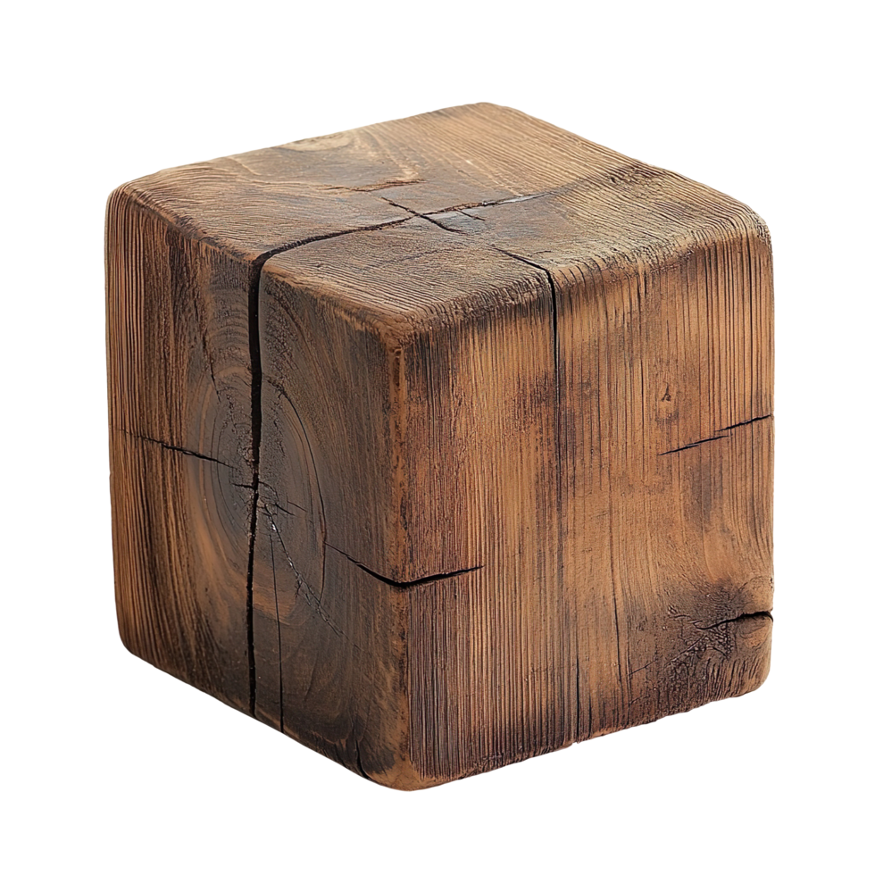 Rustic Wooden Puzzle Cube with Handcrafted Natural Texture png