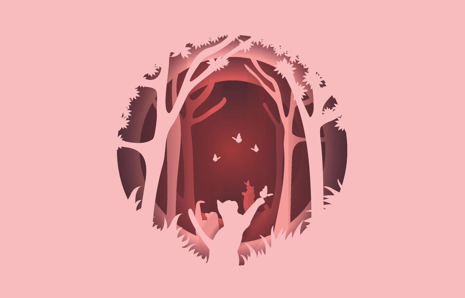 Cats paper cut valentine vector