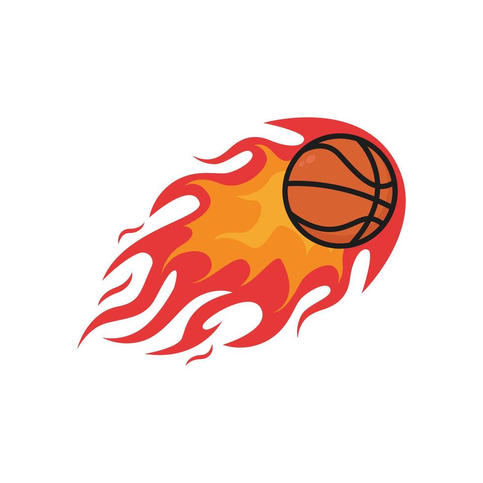 basketball shot logo design concept with flame vector
