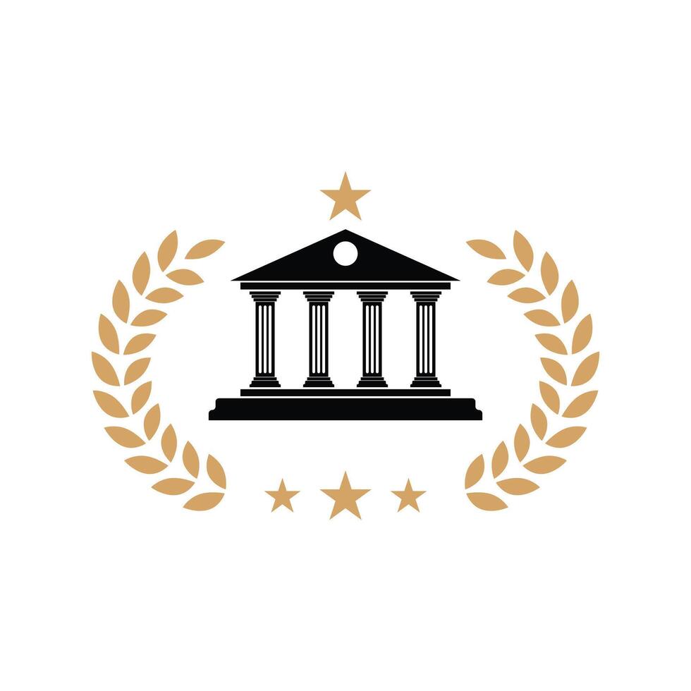 courthouse logo design concept creative idea with laurel icon vector