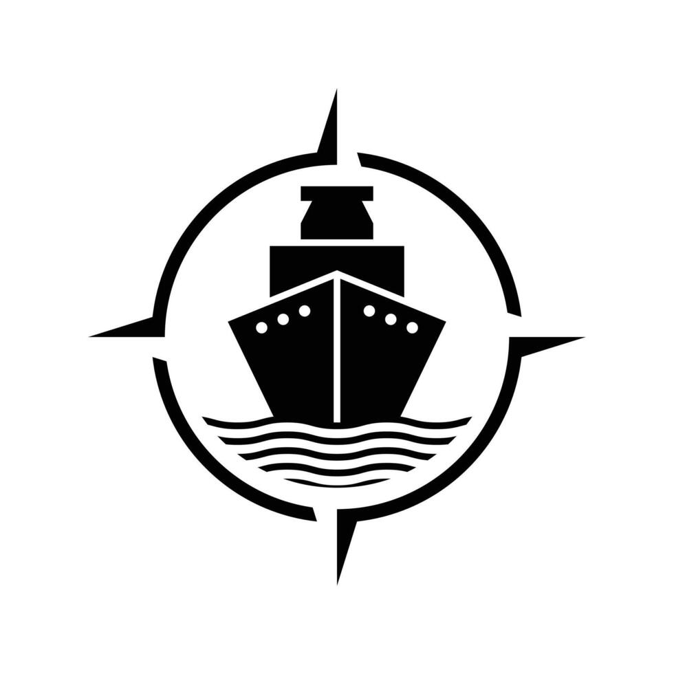 ship container logo design concept with compass vector