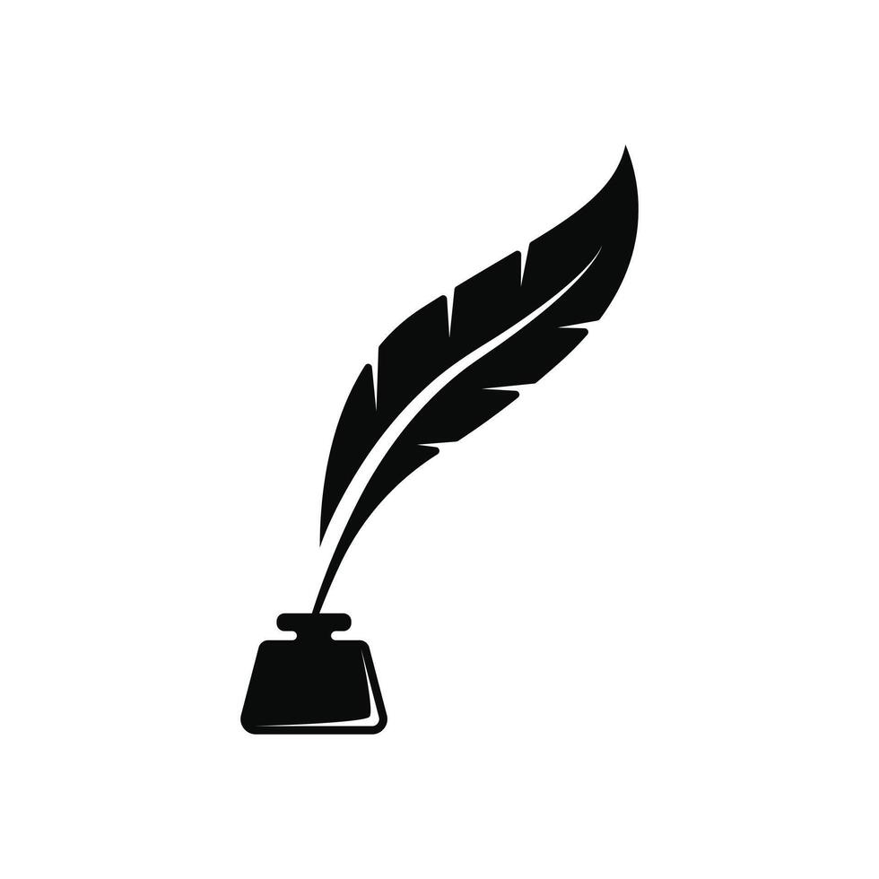 feather pen ink logo design concept idea vector