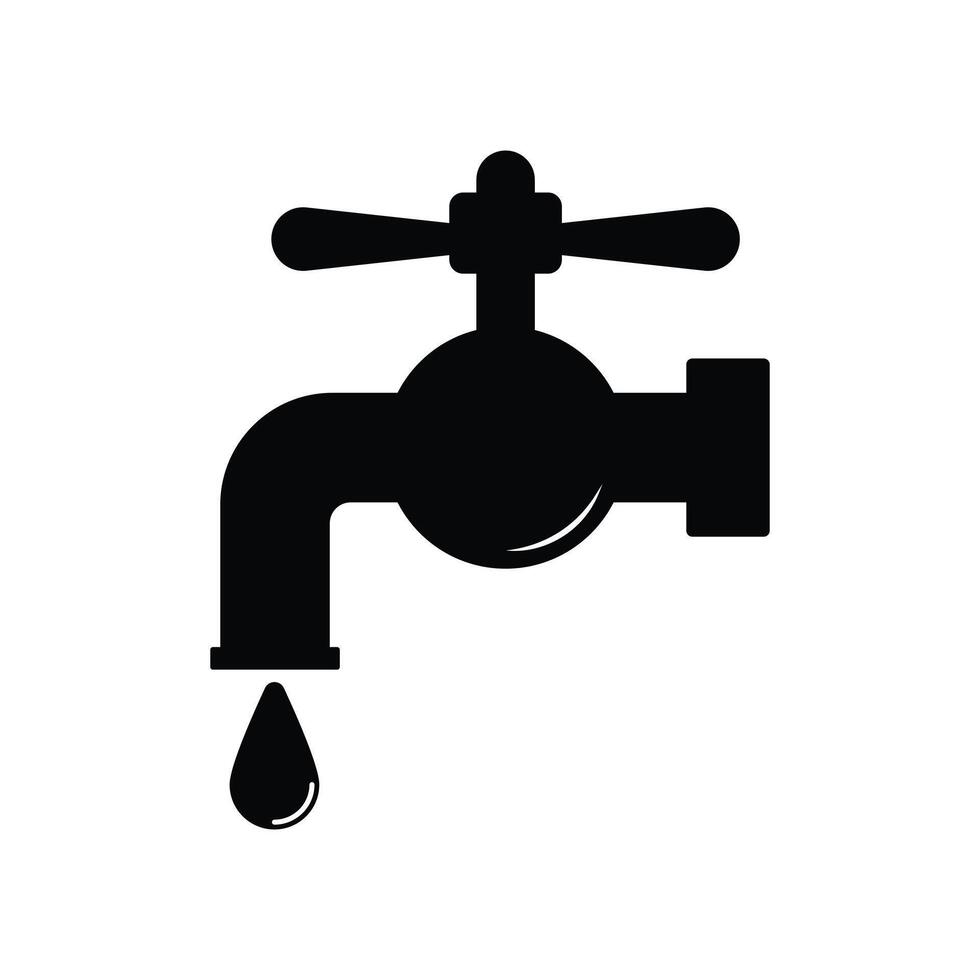 faucet tap water icon design concept silhouette style vector