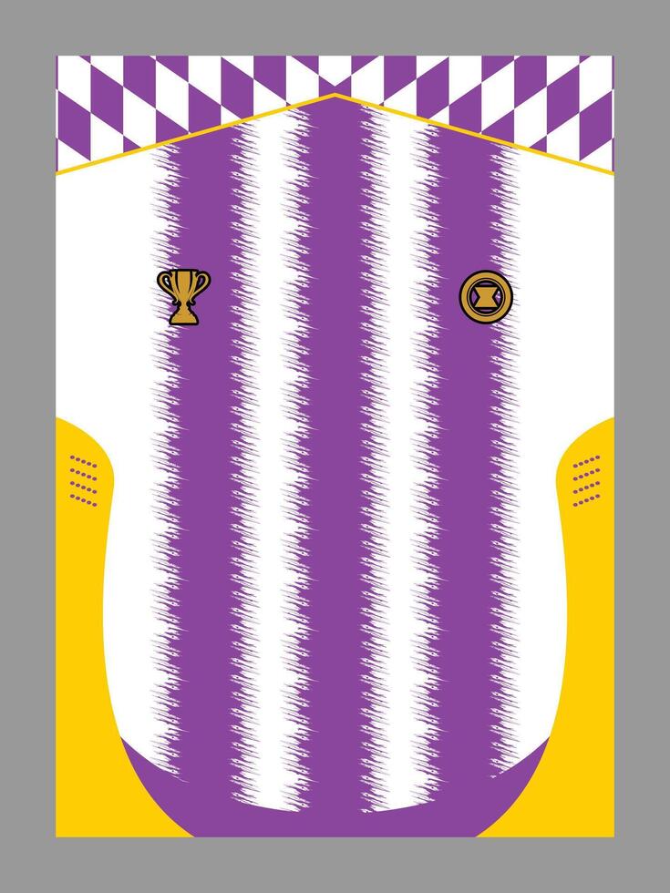 Purple and White Striped Soccer Jersey with Crest and Trophy vector