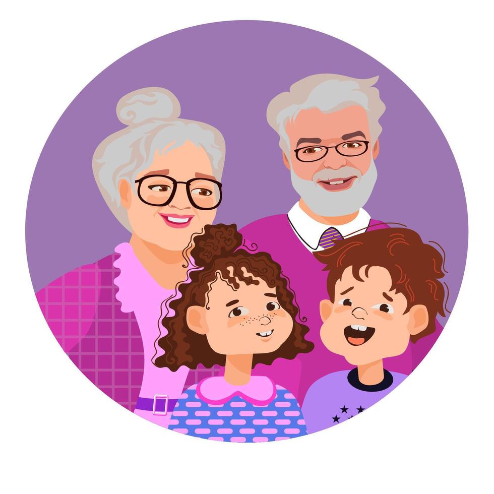 Illustration of grandparents with grandchildren vector