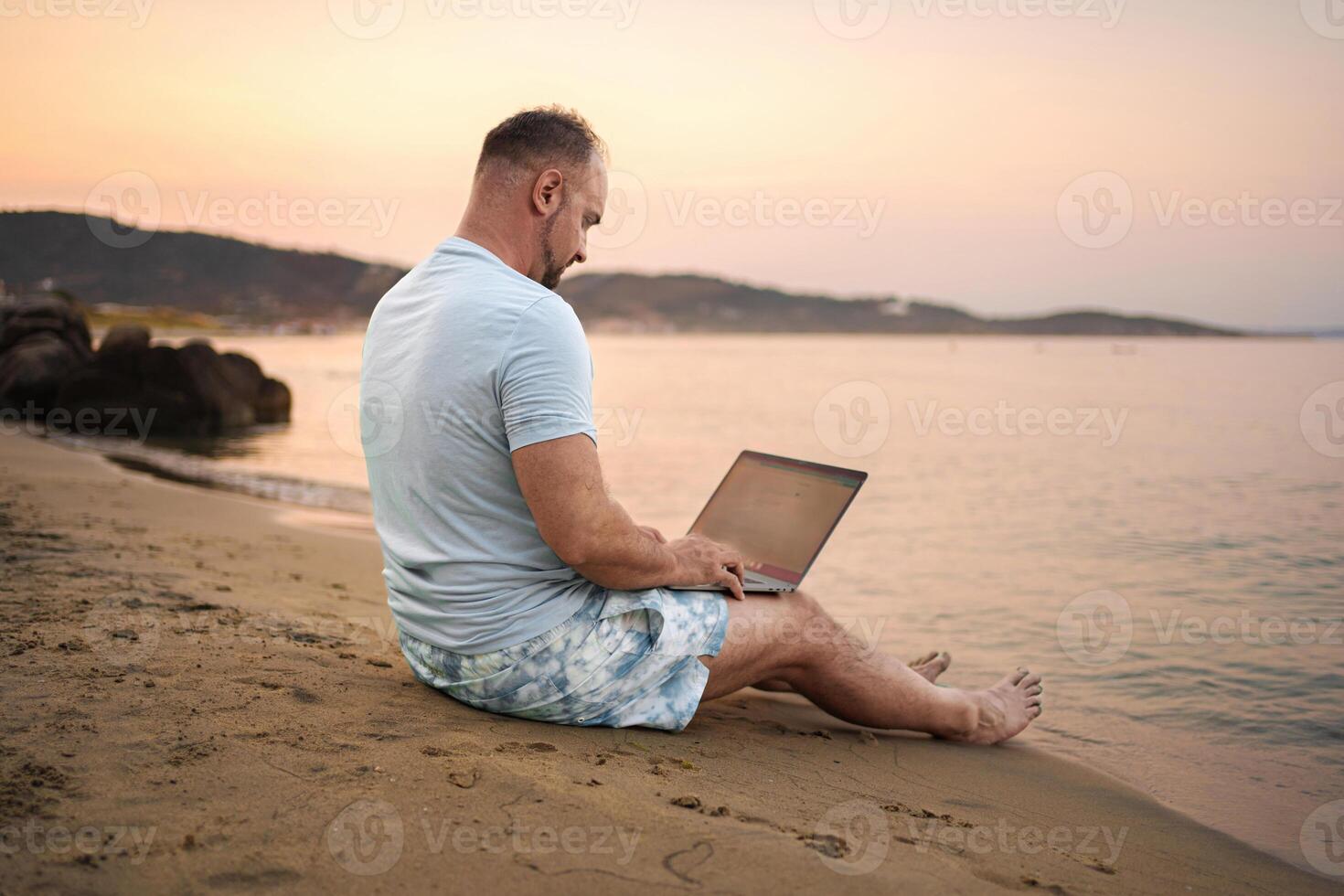 Family enjoys a peaceful day at the beach while engaging in activities photo