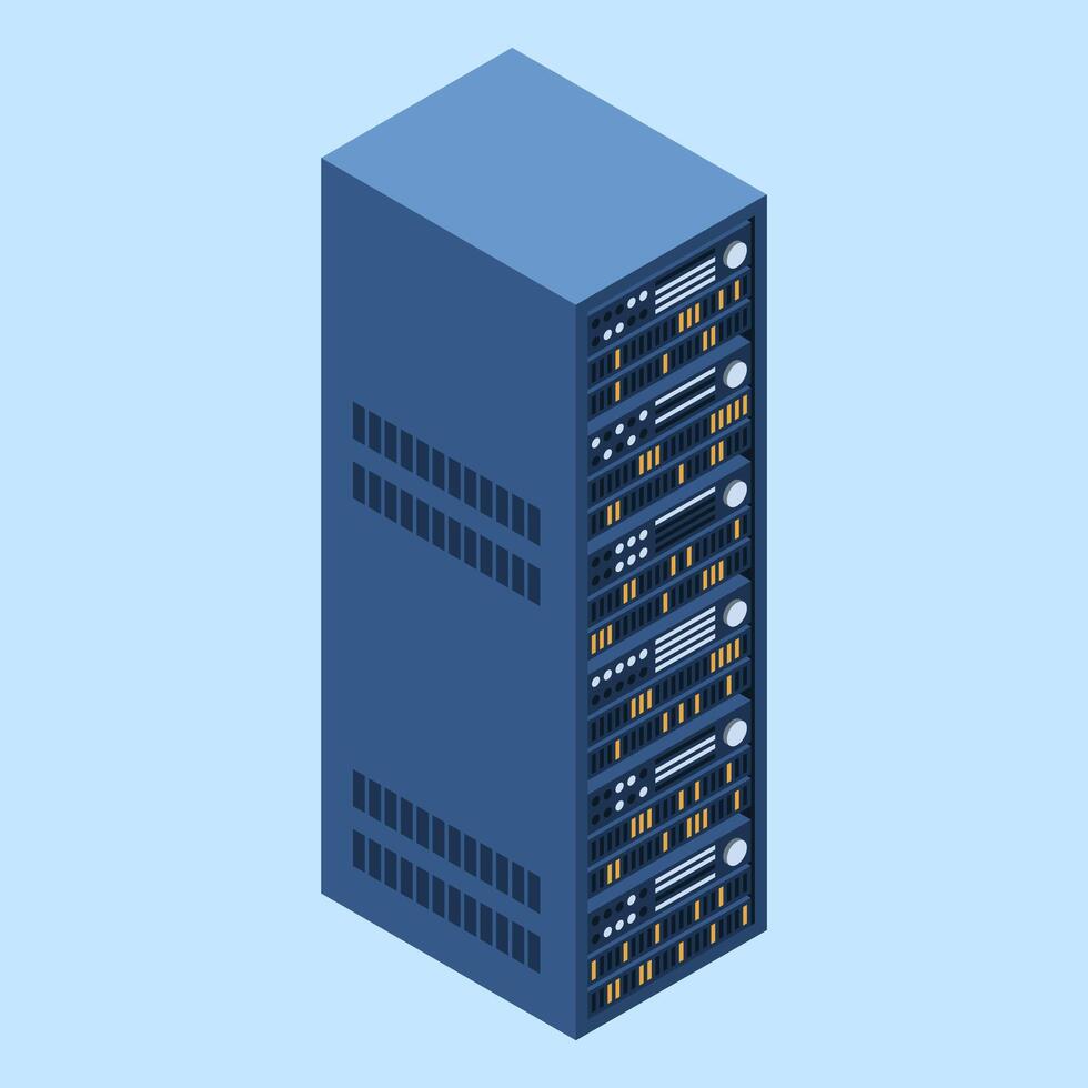 Server rack. Isometric server. Server network equipment. Computer network technology. Isometric technology. illustration. vector