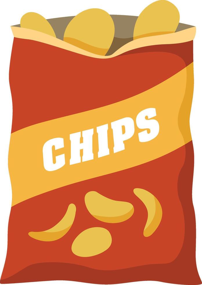 Crispy Golden Potato Chips Bag Illustration vector