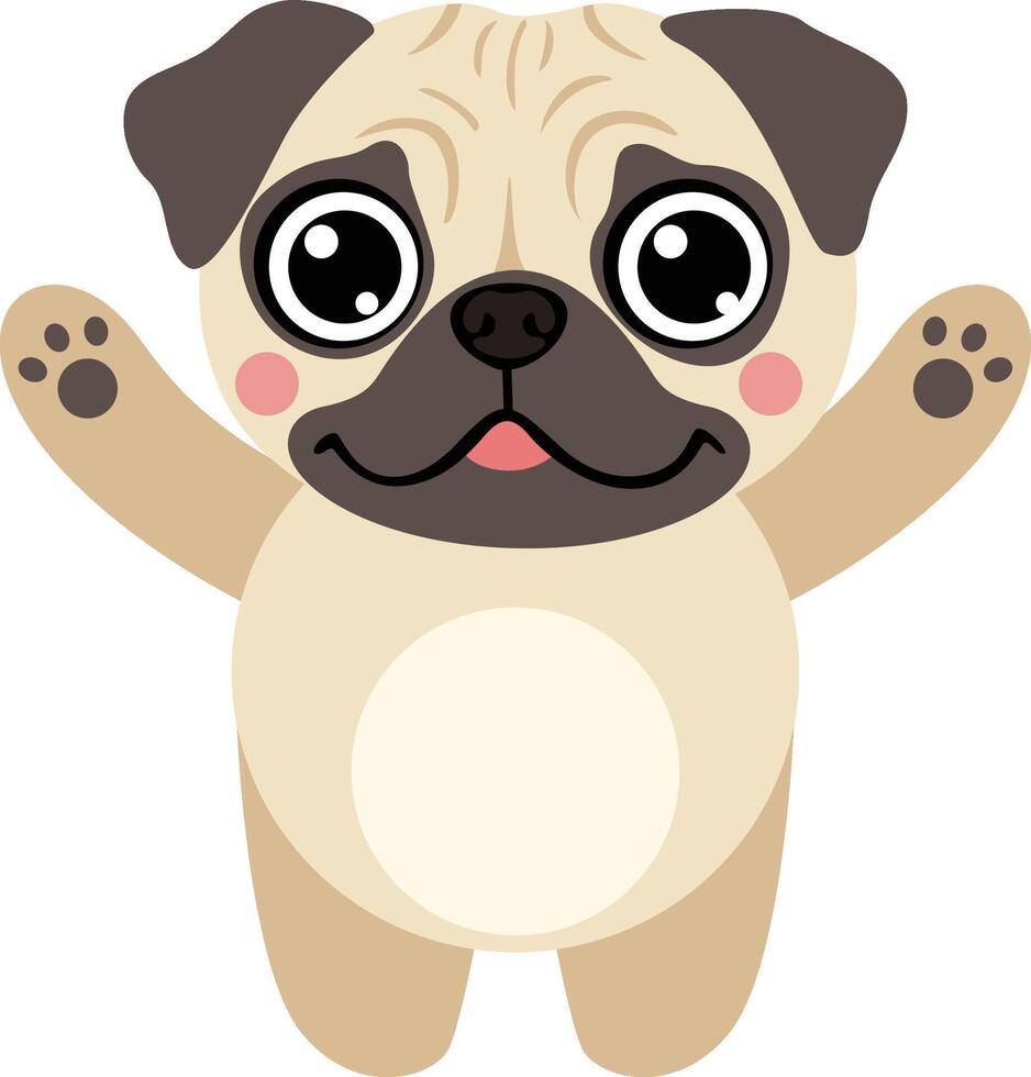 Adorable Happy Pug Puppy Waving Hello vector