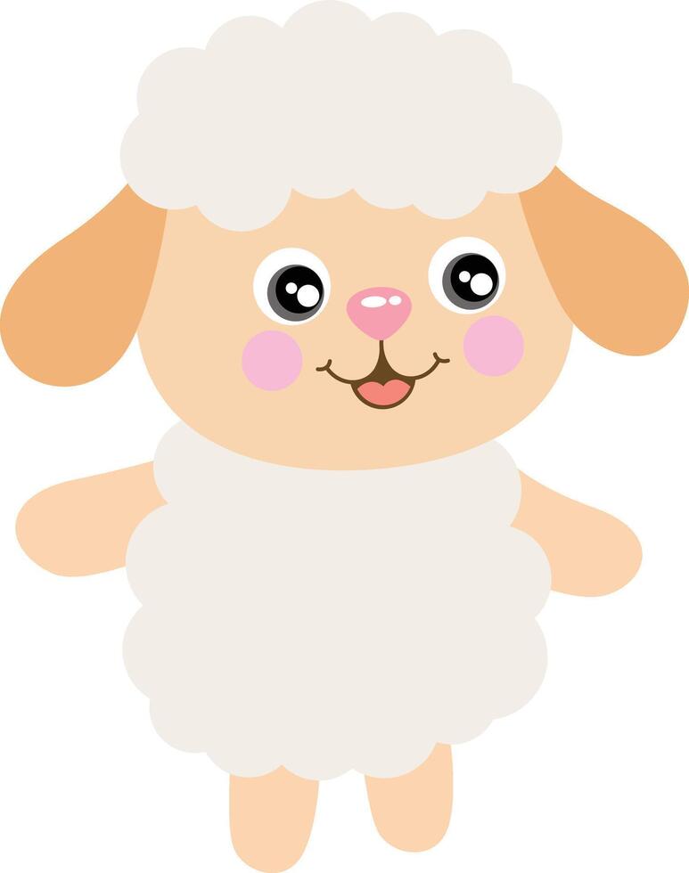 Adorable Fluffy Little Lamb Standing Happily vector