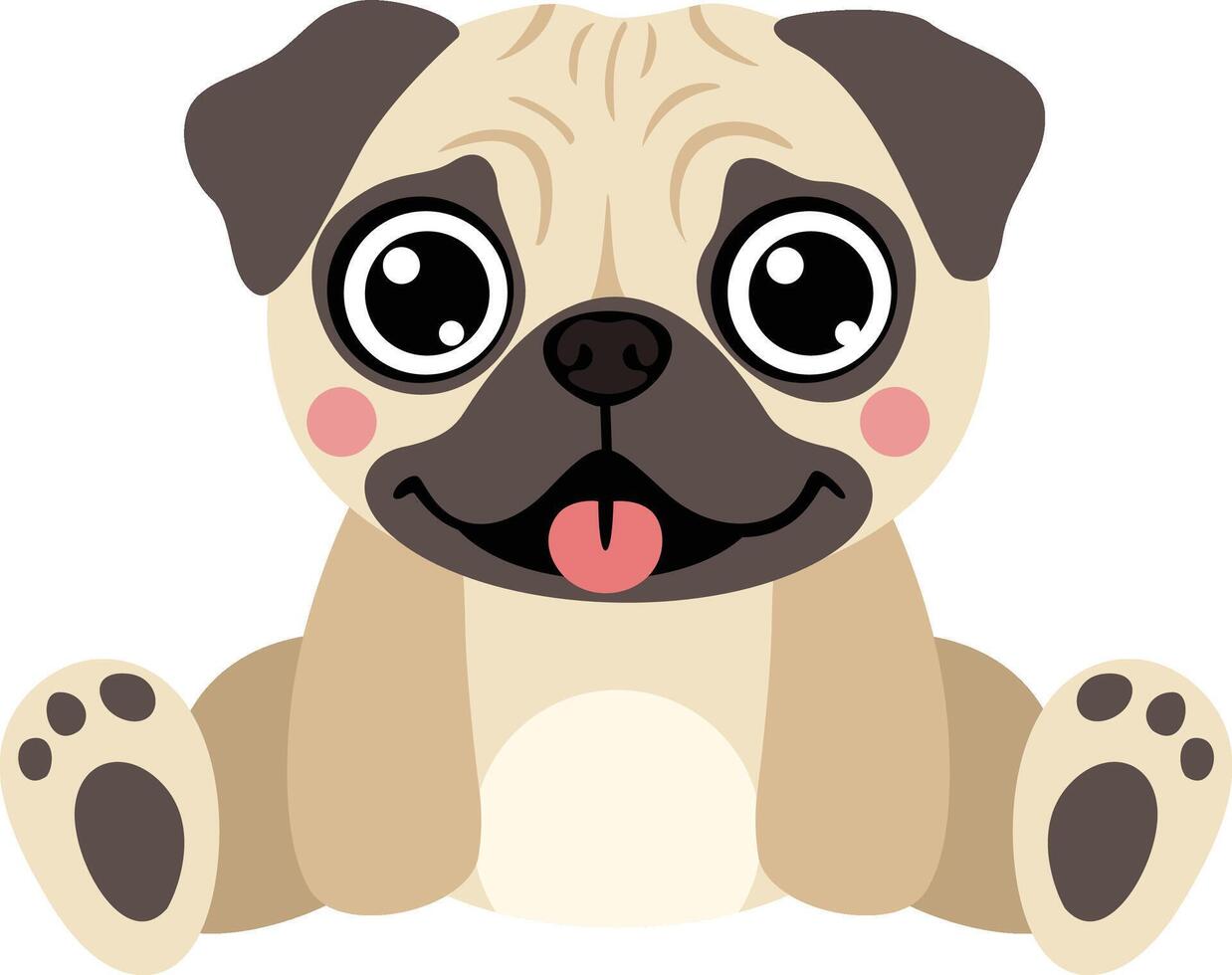 Adorable Happy Pug Puppy Sitting Down vector