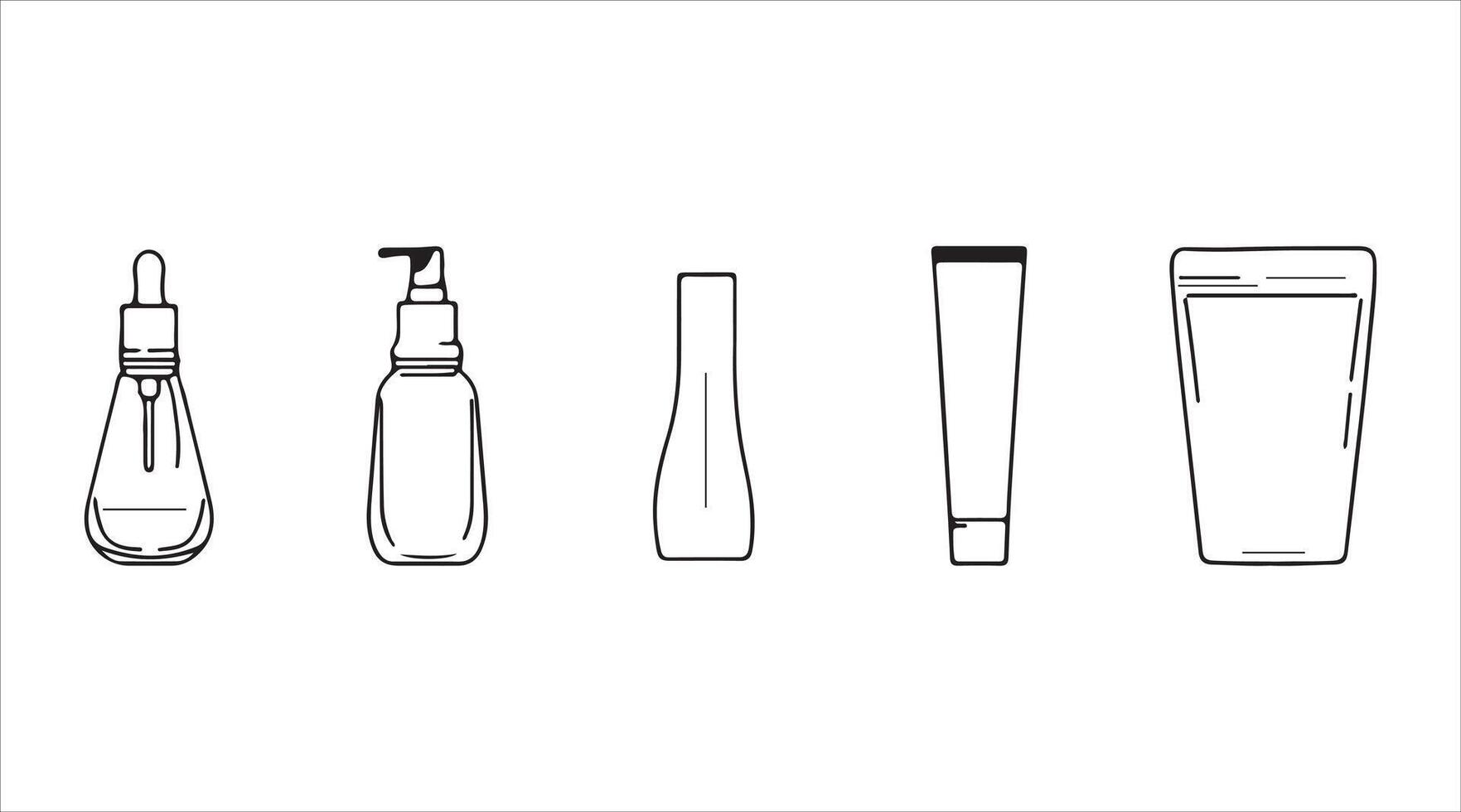 Refined illustrations of beauty product containers with smooth, subtle curves. vector