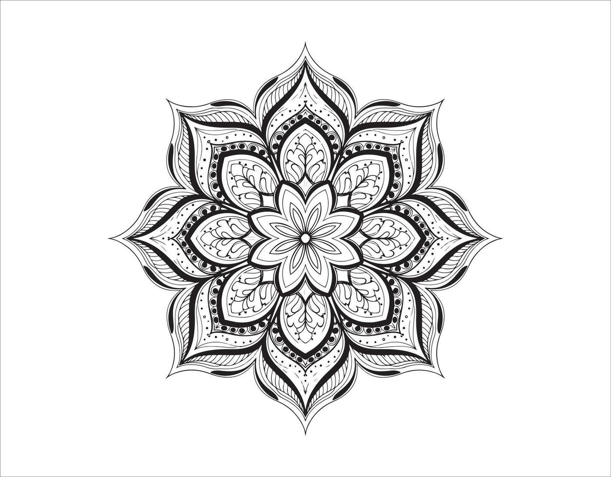 Black and white abstract mandala with an ethnic oriental touch and minimal Indian design. vector