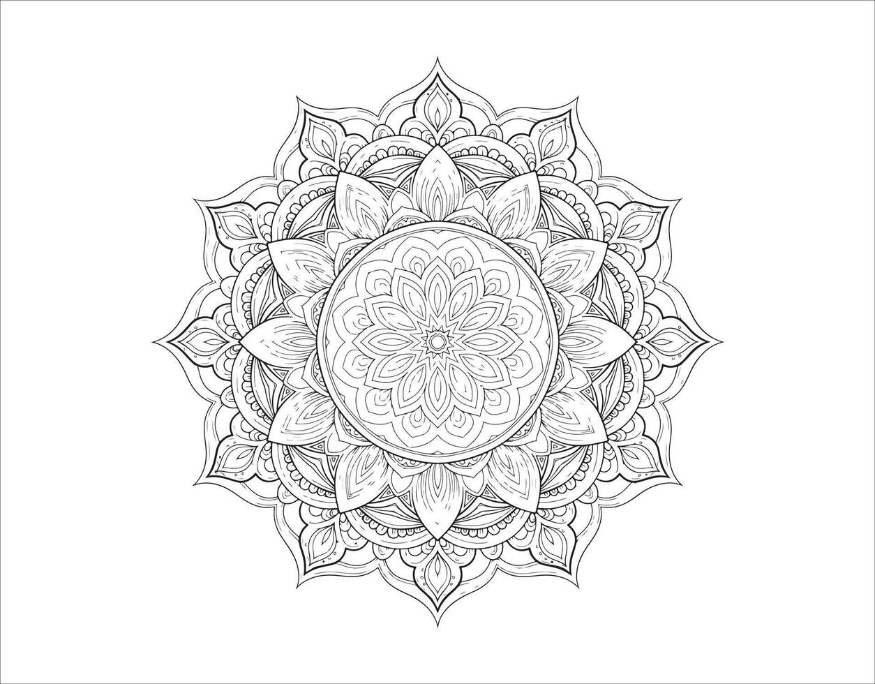Minimalist Indian mandala design with oriental decorative patterns in black and white. vector